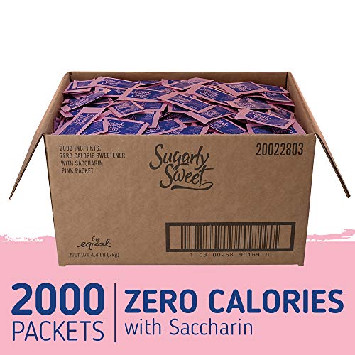 Sugarly Sweet Zero Calorie Sweetener Packets with Saccharin, Sugar Substitute, Sugar Alternative, Pink Sweetener Packets, 2,000 Packets