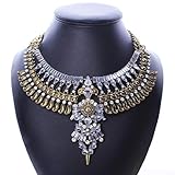Qiyun (TM) Baroque Vintage Retro Style Faceted Rhinestone Festoon Chandelier Bib Necklace