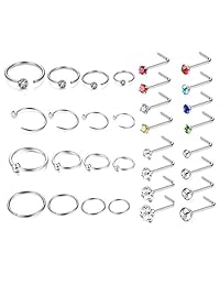 Jstyle - 32 piercings de acero inoxidable para la nariz, para mujer y niña