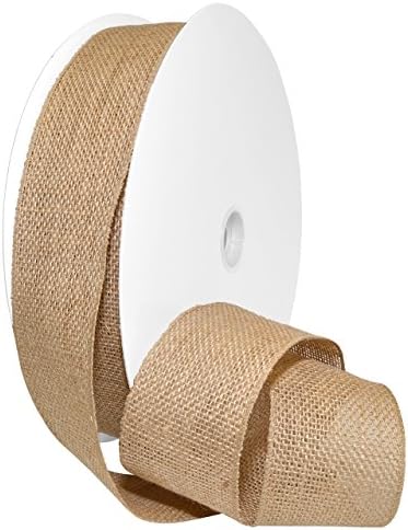 Morex Ribbon 1252.60/50-004 Burlap 2.5" X 50 YD Jute Wired Ribbon, Natural, Arts & Crafts Burlap Roll for Wedding Decor and Farmhouse Christmas Decor, Rustic Christmas Decorations Indoor Home Decor