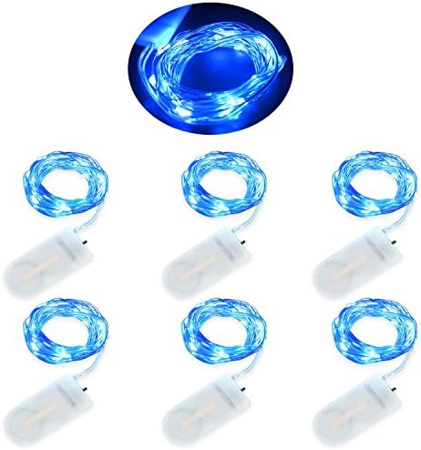 20 LED Copper Wire Starry String Lights, 7.2 Feet, 6 Pack (Blue)