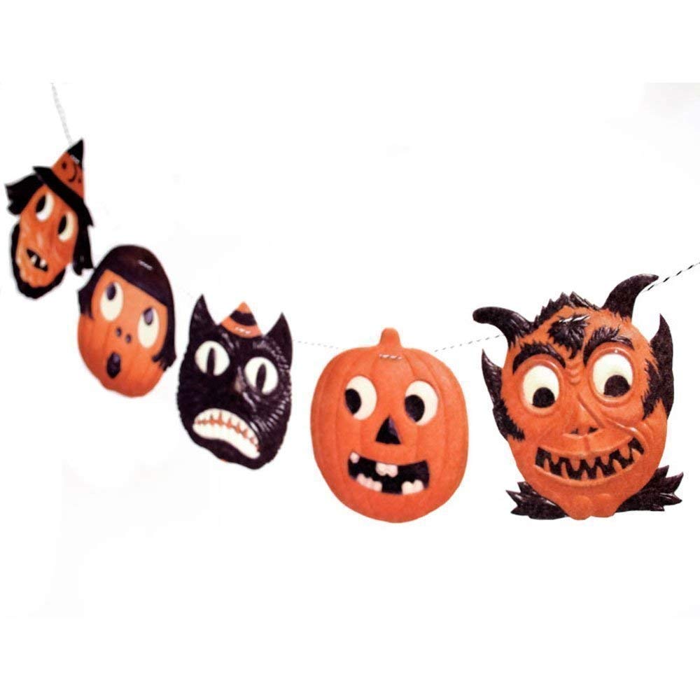 Halloween Jack o Lantern Garland Handmade Vintage