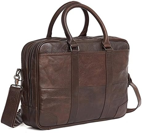 Acecle Men's Briefcase 15.6 Inch Laptop Cowhide Soft Natural Leather Stylish Compact Lightweight Slim Business Handbag Shoulder Bag