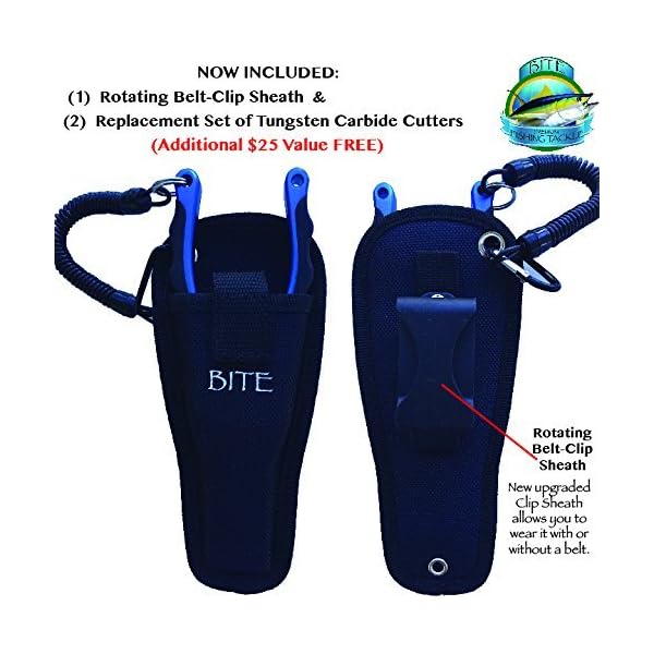 BITE-Professional-Aluminum-Saltwater-Fishing-Pliers-Spring-Loaded-Rubber-Insert-Grips-Tungsten-Carbide-Cutters-WITH-a-SET-of-REPLACEMENT-CARBIDE-CUTTERS-PREMIUM-CLIP-SHEATH