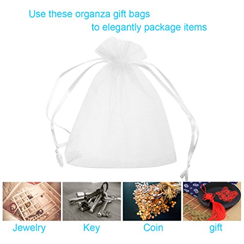 50 Pack 4x5 Inches White Organza Bag,Candy Gift Pouch,Chocolate Gift Bag Wedding Bags,Sachet Bag Sheer Organza Pouches,Favor Jewelry Bags