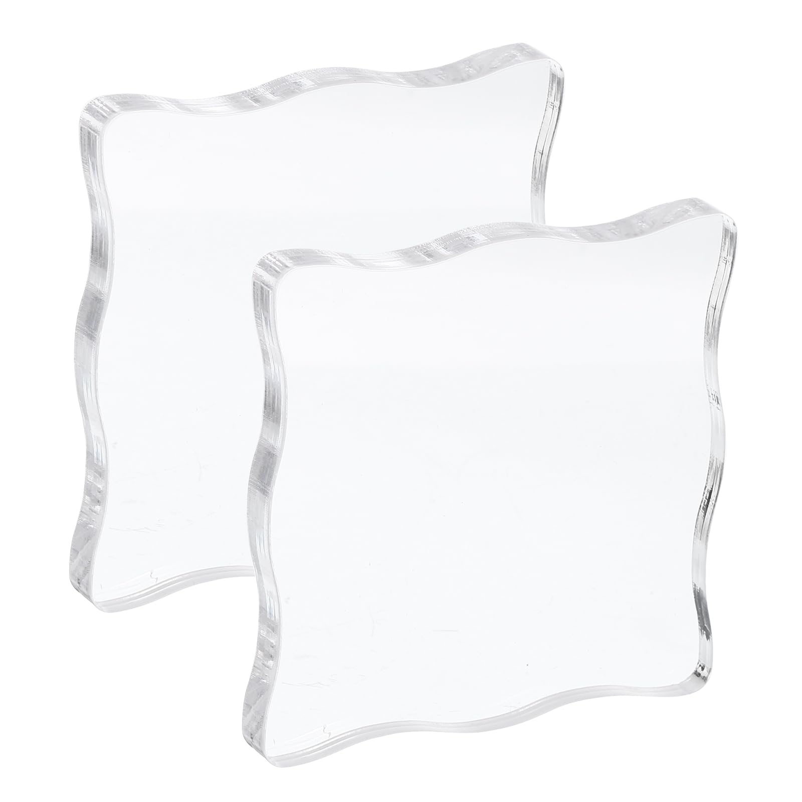 PATIKIL Acrylic Stamp Block, 2 Pack Wavy Clear Decorative Mounting Blocks Set for Scrapbooking DIY Crafts Card Making, 3x3