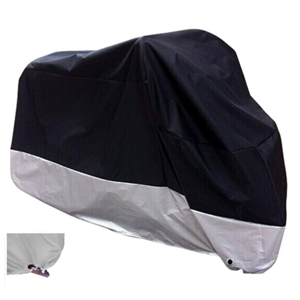 XYZCTEM All Season Black Waterproof Sun Motorcycle Cover,Fits up to 108" Motors (XX Large &amp; Lockholes)
