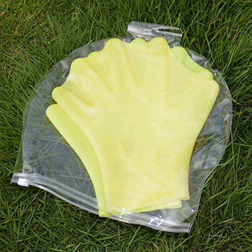 Potelin 1 Pair Duck Palm Diving Gloves Swim Webbed Gloves for Water Aerobics Fit Webbed Swimming Resistance Gloves Yellow
