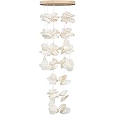 White Sea Shell Wind Chimes for Outside, Handmade Beach Style Windchime for Patio and Garden Decor, Beach & Coastal Decor, Sunroom Decoration, Ocean Themed Party