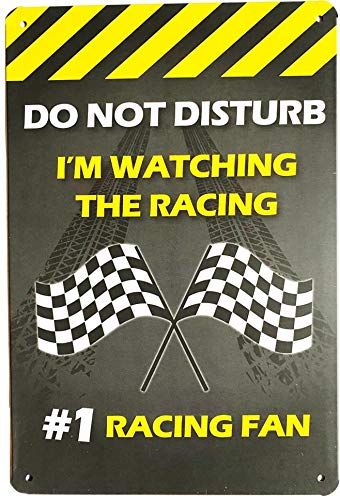 'Do Not Disturb I'm Watching The Racing' Metal Sign gift for racing fans