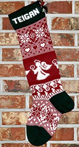 Large Angels &amp; Reindeer Christmas Stocking