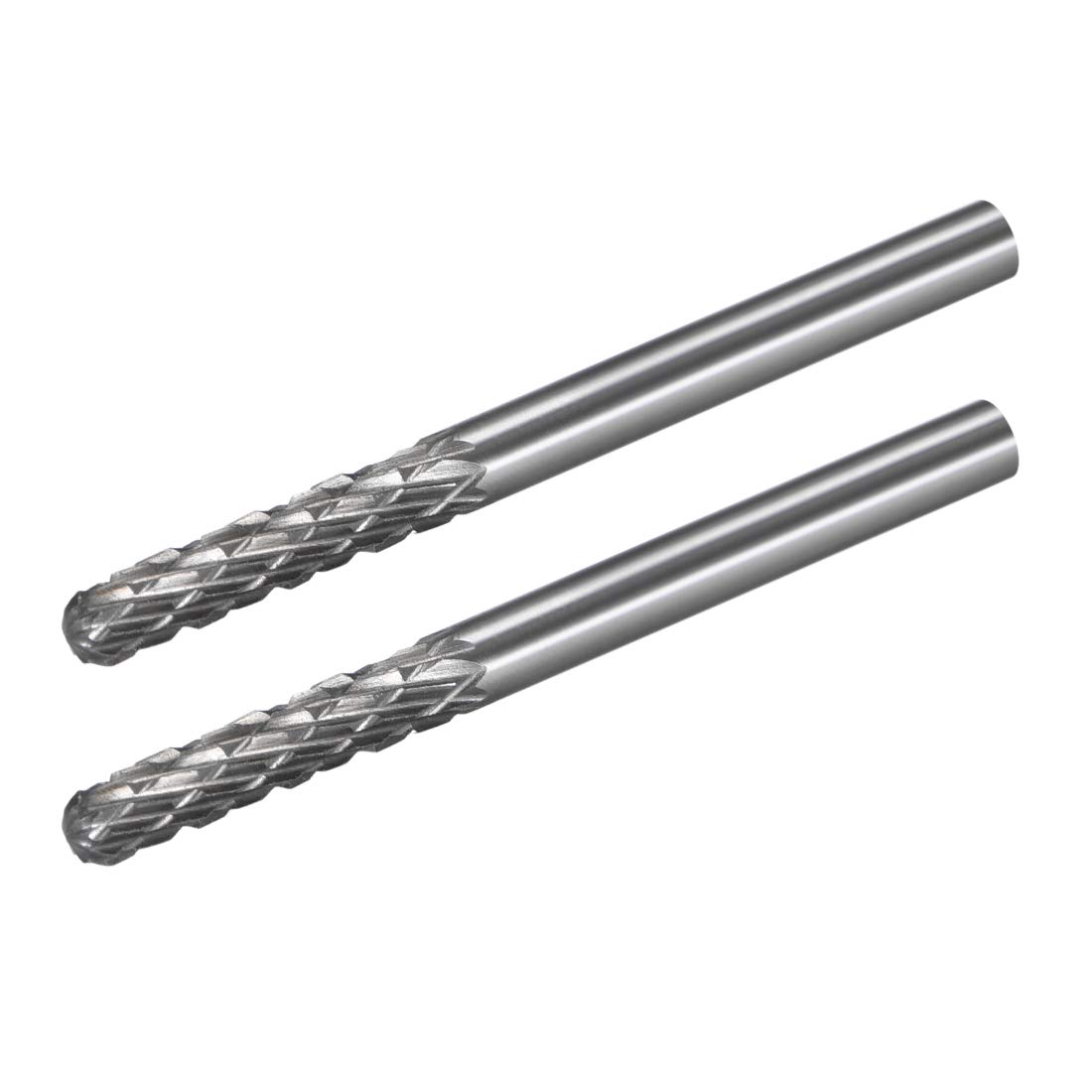 sourcing map Tungsten Carbide Rotary Files 1/8" Shank, Double Cut Cylindrical Radius End Rotary Tool 3mm Dia, for Die Grinder Drill Bit Wood Soft Metal Carving Polishing, 2pcs
