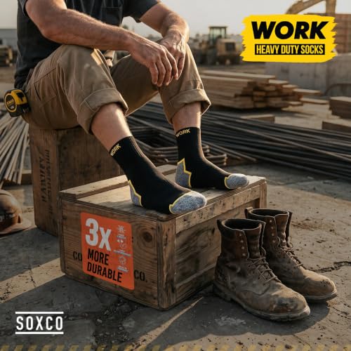 SOXCO 10 Pairs Mens Work Socks Reinforced Quarter Long Short Socks WORK Socks
