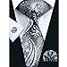 Hi-Tie New Fashion Classic Grey Woven Silk Necktie Tie Hanky Cufflinks set