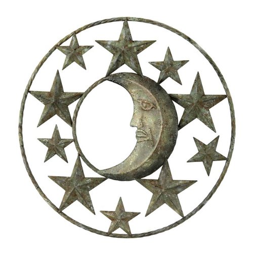 River Cottage Gardens Stars and Moon Metal Wall Plaque