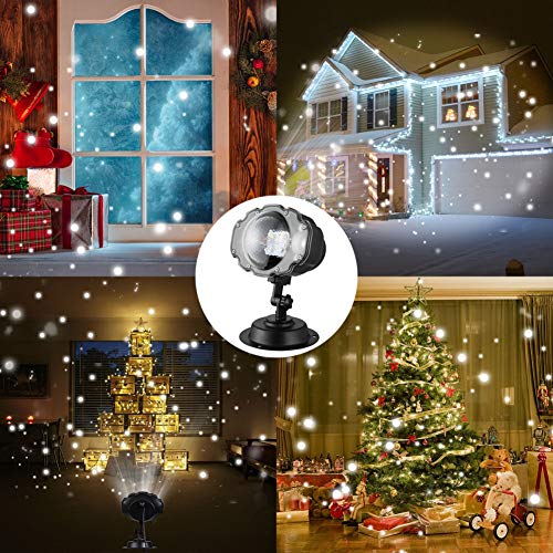 WISREMT Christmas Snowflake Projector Lights, Winter Holiday Landscape Motion Remote Control Projector Lights with 16.4ft Power Cable for Indoor Outdoor Holiday Decoration