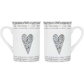 Haysoms Beautifully Designed 10th Tin Wedding Anniversary Set of Ceramic Mugs with Hearts | Dishwasher and Microwave Safe with Decorative Keepsake Box by Happy Homewares