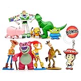 Toy Story Cake Toppers - Cartoon Action Figures - Pack of 9 Premium Toy Story Party Figurines - Birthday Party Supplies for Kids & Grownups + Jessie Keychain - Toy Story Party Favors