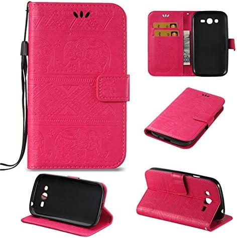 i9060 Case,i9082 Case,Ngift [Rose] [Wrist Strap] [Cartoon Elephants] Luxury PU Flip Wallet [Stand Feature] Case Cover for Samsung Galaxy Grand Neo I9060/i9082 i9080 GT-I9082