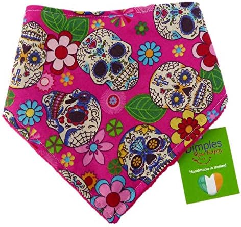 Cráneos Mexicanos Rosa Dimples Bandana para Perro - pañuelo para Perros pequeños medianos y Grandes - Dia Des los Muertos - Bufandas para Mascotas y Gatos - Regalo del dueño del Perro 45cm