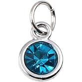 PEPPERLONELY 10PC December Glass Birthstone Silver Tone Alloy Charms Pendants 14x7mm