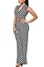 Roswear Women's Sexy Plunge V Neck Belted Wide Leg Jumpsuits Dress Lattice Print X-Large