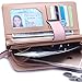 VODIU Women's Long Leaf Bifold Wallet Leather Card Holder Purse Clutch Wallet (4Blue)