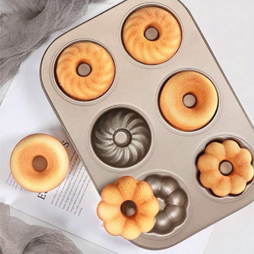 Beasea Donut Molds for Baking 6Cavity, 2 Count Doughnut Baking Pan