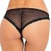 Rene Rofe Women's Sexy Crotchless Sheer Dot Mesh & Lace Cheeky Panty (Small/Medium, Black)