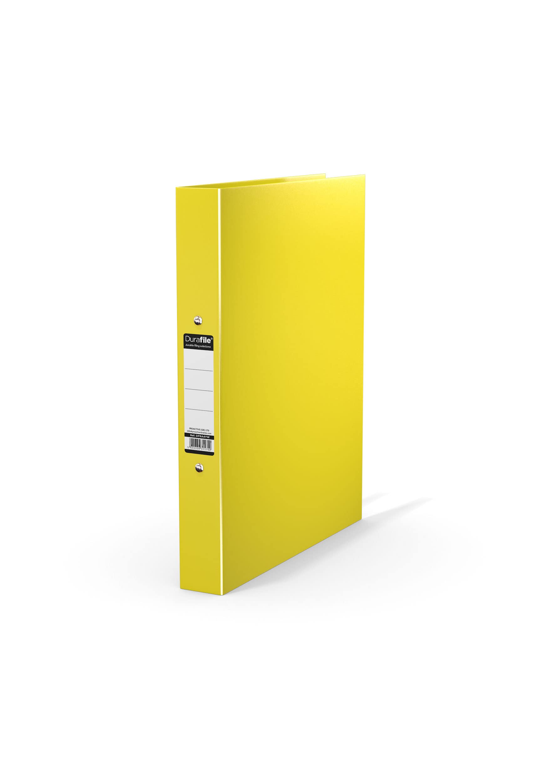 Durafile Ring Binder A4 File, Yellow, Single File Folder Organiser, Heavy Duty Board Construction Folders for Paperwork Ring Binder, Ideal Folder for School, Home & The Office