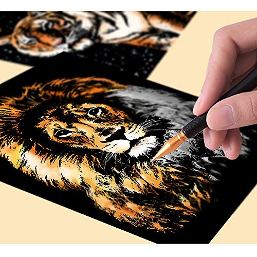 Rainbow Scratch Art Painting Paper (A4) for Kids & Adults, Night View