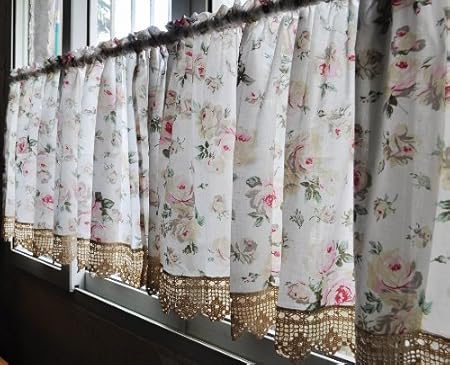 Diaidi Beige Crochet Cafe Curtains For Windows Kitchen Curtains