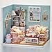 Flever Dollhouse Miniature DIY House Kit Creative Room with Furniture and Glass Cover for Romantic Artwork Gift(Reunion with Happiness and Happy Kitchen)