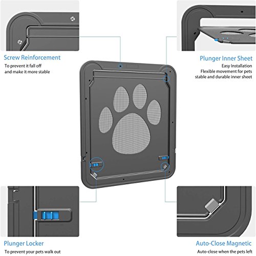 UHeng Magnetic Automatic Lock/Lockable Pet Screen Door Dog Gate Way Pet Door for Screens
