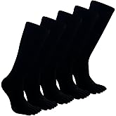 SOJOFEL Toe Socks Athletic for Men - Women Five Finger Socks Cotton High Crew Socks for Running Sports Hiking 5 Pairs 6-12