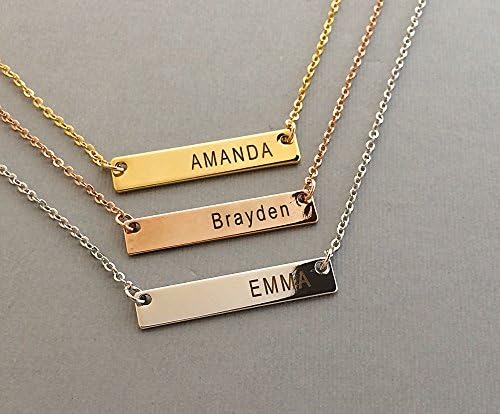 Personalized Necklace Name Plate Bar Gold Necklace Custom Necklace with a Name Silver Necklace Wedding Bridesmaid Gift Holiday Gifts Valentines Gift Mothers Day Gift