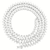 Bling Bling NY Mens One Row Silver Finish Lab Created Diamonds 4MM Thick 3 Prong Stone Tennis Necklace Chain 18-24 Inches