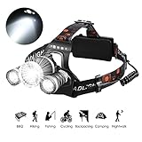 ProGreen 30W 5000 Lumen LED Headlamp, 4 Modes Adjustable Waterproof LED Overhead Flashlight Torch for Camping, Running, Hiking, Riding, Camping Headlight, 218650 Rechargeable Batteries Included