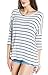 Urban CoCo Women's Basic Striped Loose Blouse 3/4 Sleeve Tops Hi-Low Hem Style (Large, White)