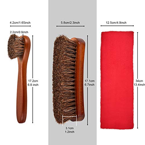 Polish Shoe Brush Kit Natural Horsehair Shoe Brushes Clean Applicators Set for Polishing