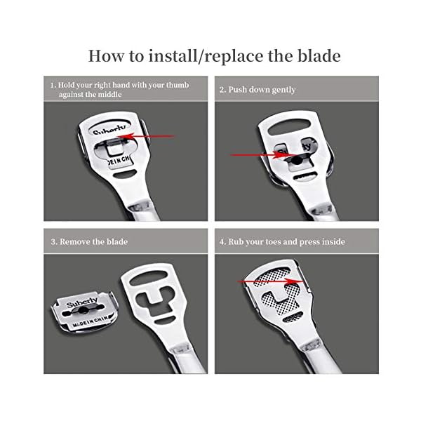 VEGCOO-Foot-Scraper-Stainless-Steel-Foot-File-Hard-Skin-Remover-Blade-for-Foot-Callus-Shaver-Heel-Dead-Hard-Skin-Remover-for-Hand-Feet-Pedicure-Foot-Care-Tool-with-20-Blades VEGCOO Foot Scraper, Stainless Steel Foot File Hard Skin Remover Blade, for Foot Callus Shaver Heel Dead Hard Skin…