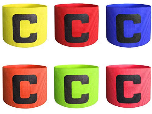 Ancefine Elastic Adult Youth Soccer Captain Armband,6-Pack (Mix Color)