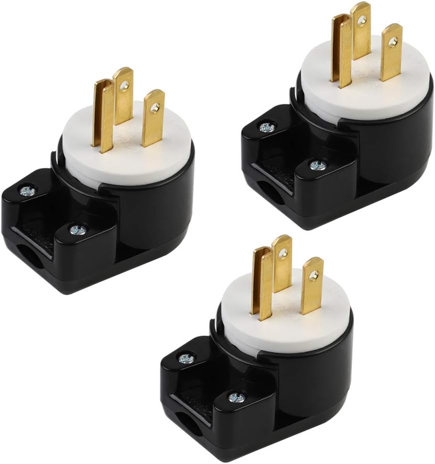 (3xPCS) Right Angle Nema 515P 15A 125V AC Plug, [UL CUL] Easy Assembly