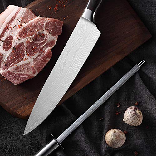 Sharp Kitchen Chefs Knife 8 Inch with Wood Handle for Cooking, Chopping and Professional Chef Use - Thumbnail 2