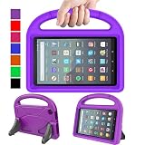 MENZO Kids Case for All-New Fire 7 Tablet (9th Generation - 2019 Release), Light Weight Shockproof Handle Stand Kids Friendly Case for Amazon Fire 7 2019 and 2017 (7" Display), Purple