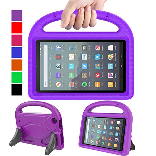 MENZO Kids Case for All-New Fire 7 Tablet (9th Generation - 2019 Release), Light Weight Shockproof Handle Stand Kids Friendly Case for Amazon Fire 7 2019 and 2017 (7" Display), Purple