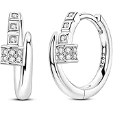 Parmuz 925 Sterling Silver Huggie Hoop Earrings Star Moon Butterfly Posts Thick Chunky Hoops for Women Small Tiny cuff Cubic Zirconia Snake Heart Earring