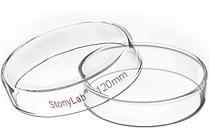 stonylab Glass Petri Dish, 120x25 mm Borosilicate Glass Clear Culture Dish with Clear Lid for Laboratory, 1-Pack