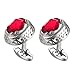 Habool Super Shiny Cufflinks Round Hollow Pattern with Elegant Crystal Red Stone for Men Women Wedding Business Party Gift - 1 Pair