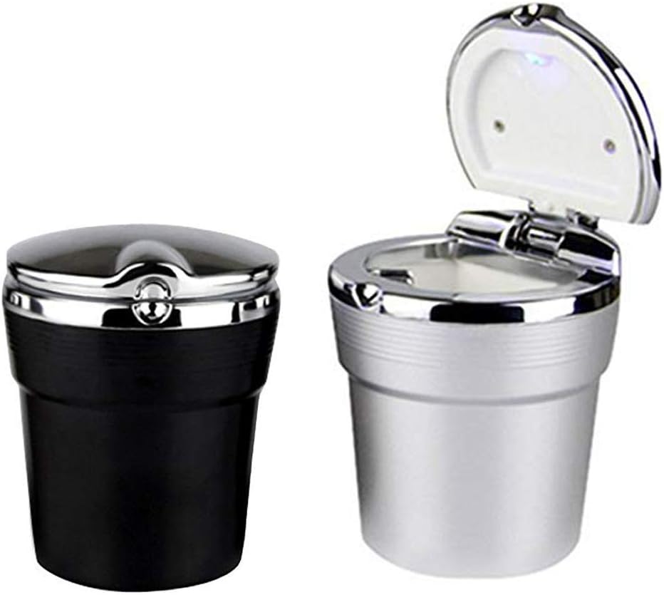 Car Ashtray,2 pcs Portable Auto Cigarette Ashtray Car Cup Black and silver Office Home Auto